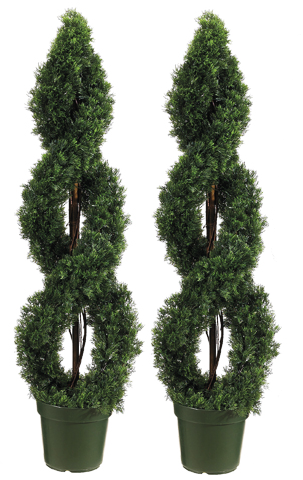 Pair 4 ft Spiral Boxwood Topiary